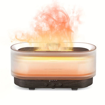 Elegant diffuser emitting a warm flame light, perfect for creating a cozy and inviting ambiance in any room.