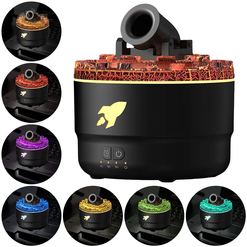 Volcanic-inspired humidifier designed with Canon blaster technology for efficient air moisture and purification