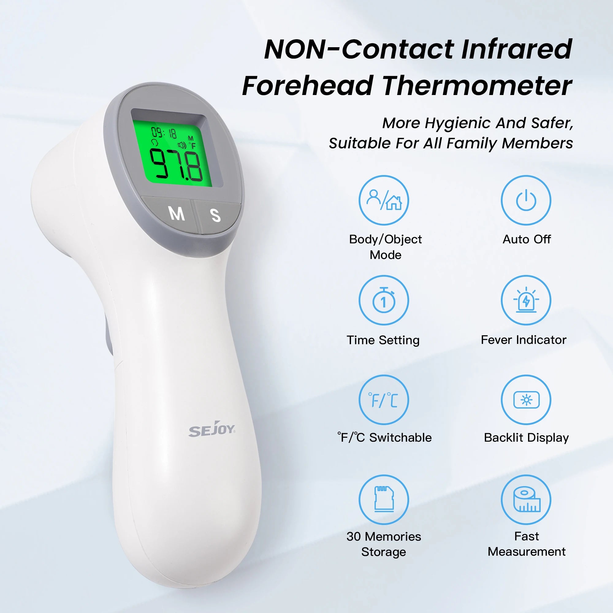 Infrared thermometer for accurate temperature measurement with advanced infrared technology, ideal for medical and industrial use