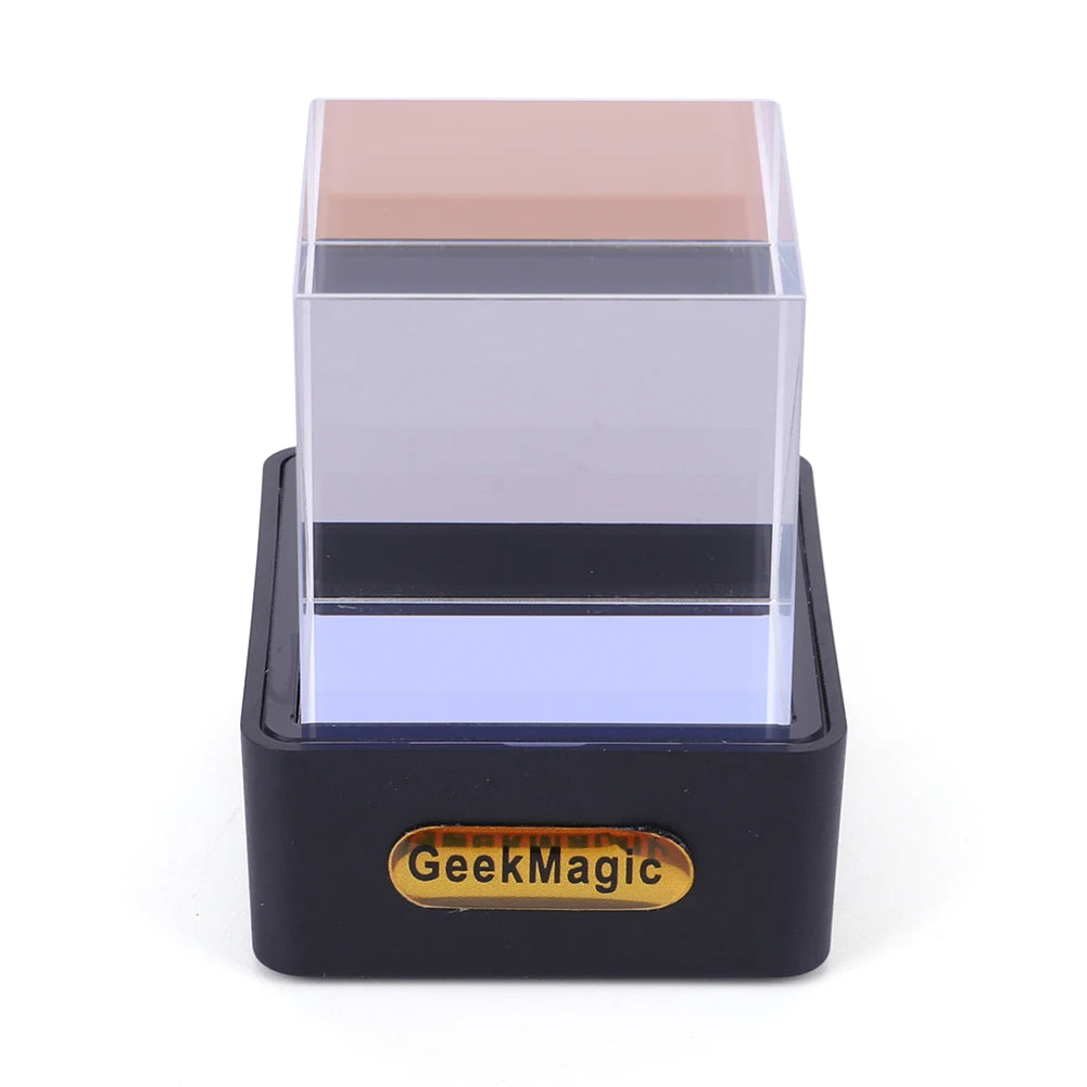 Crystal holographic cube photo display showcasing intricate light refraction and elegant modern design